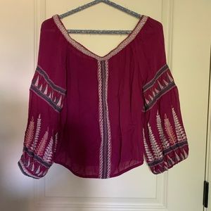 Free People Off the Shoulder Embroidered Top